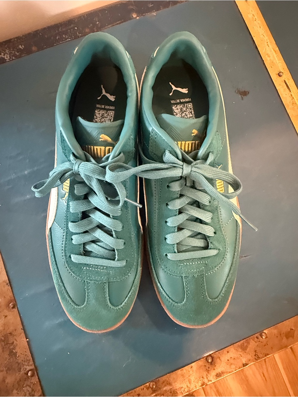 Puma Teal Green Suede Low-Top Sneakers